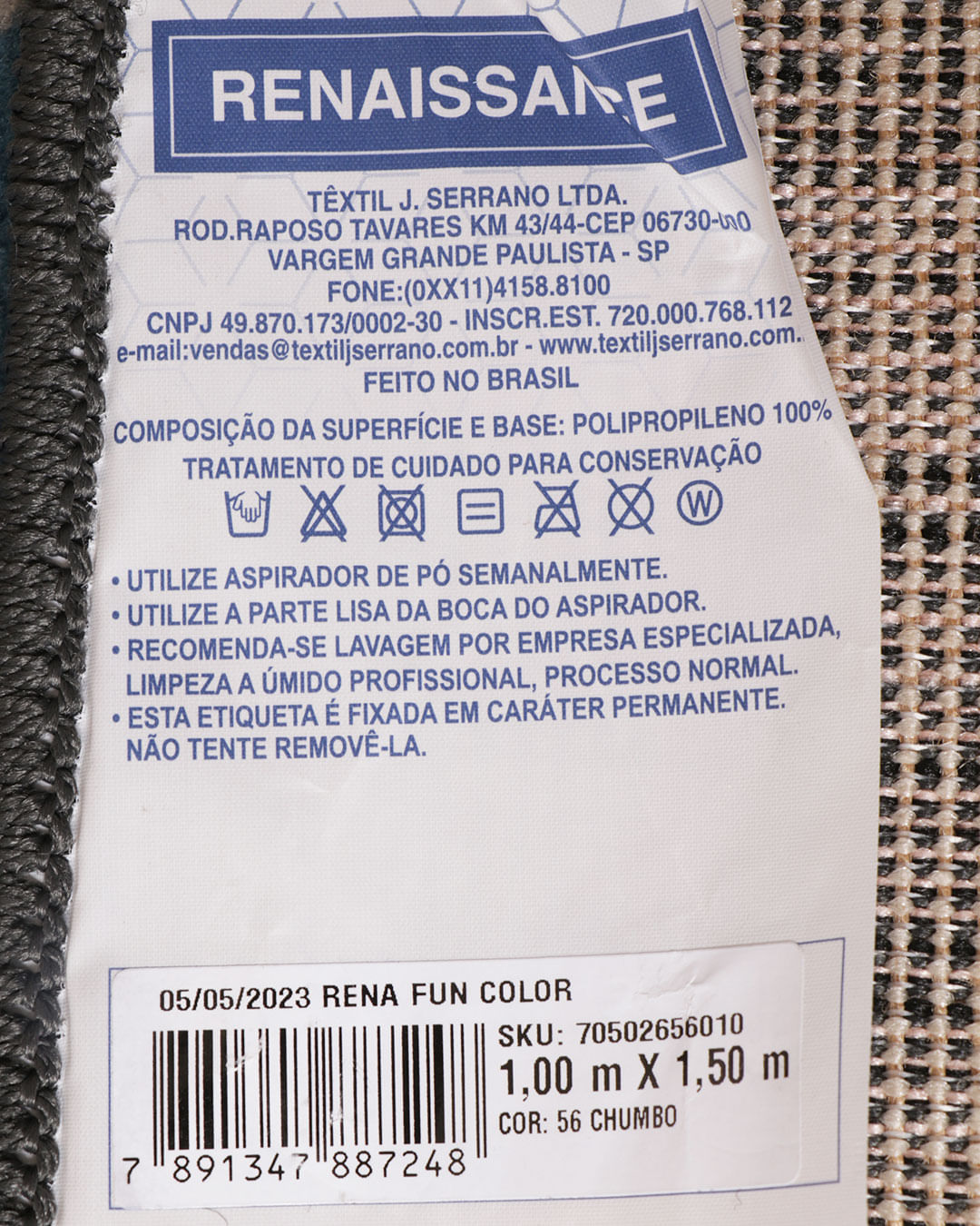 Tapete-Ren-Fun-Color-100x150-Chumbo---Cinza-Escuro