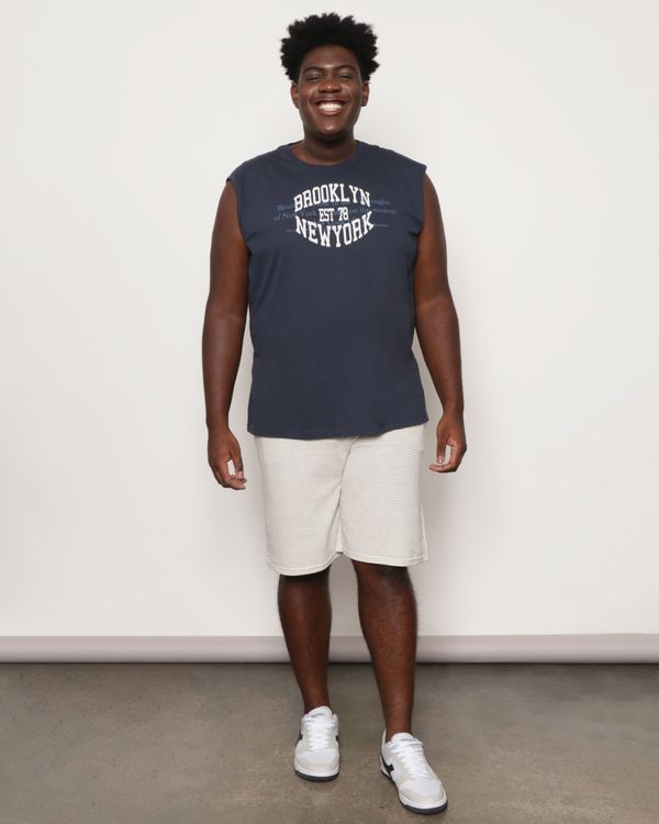 Bermuda Plus Size Masculina Moletinho Listrada Off White G2