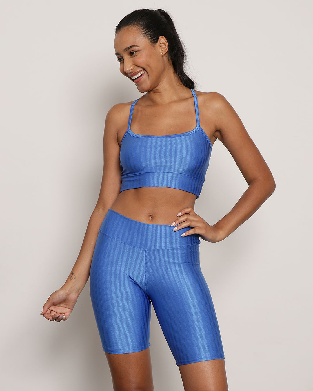 Top Feminino Fitness Alcinha 3D Azul
