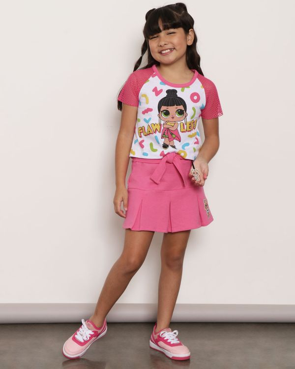 Saia Infantil Moletinho Lol + Brinde Pingente Rosa 4