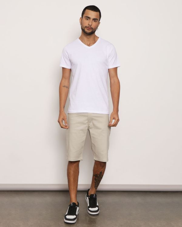 Bermuda Sarja Masculina Reta Bege 40