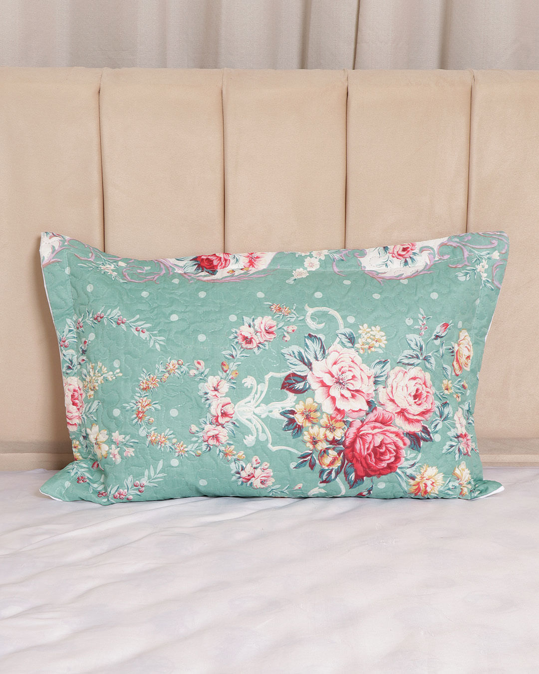 Porta-Travesseiro-Romantico---Verde-Floral