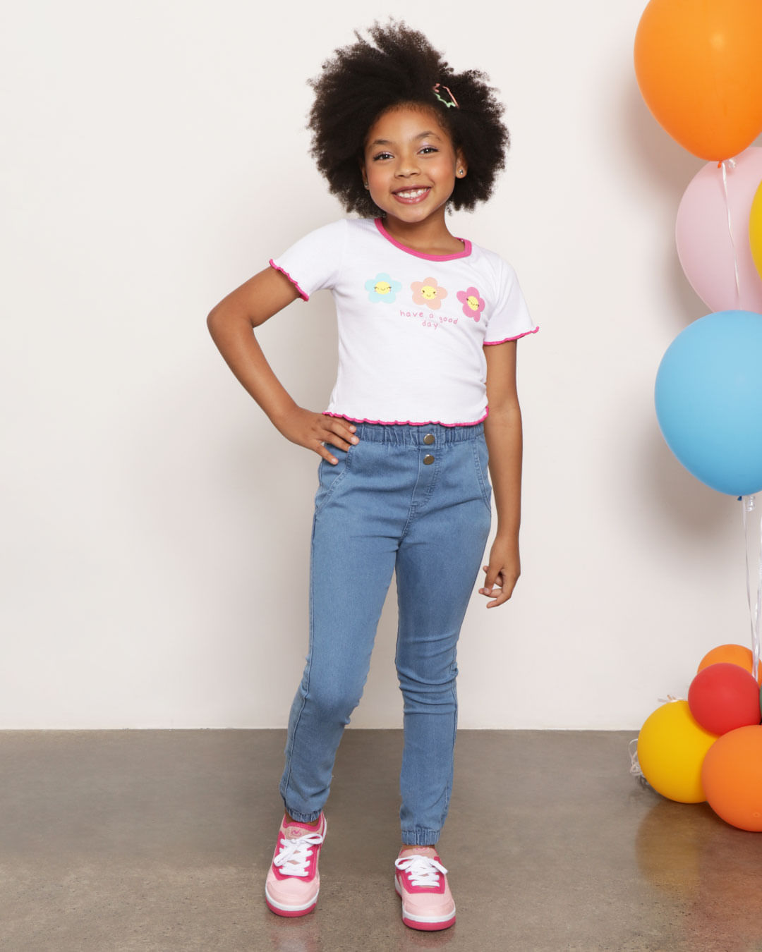 Jogger Infantil Feminina CalÇa Jeans Bebe Com Elastico Na Cintura