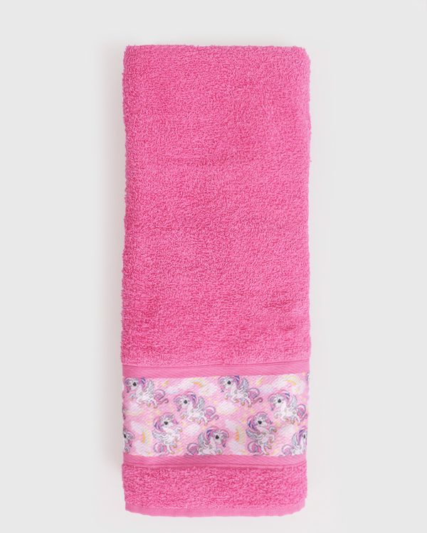 Toalha de Banho Infantil Valletex 68cm x 130cm Unicórnio Rosa UN