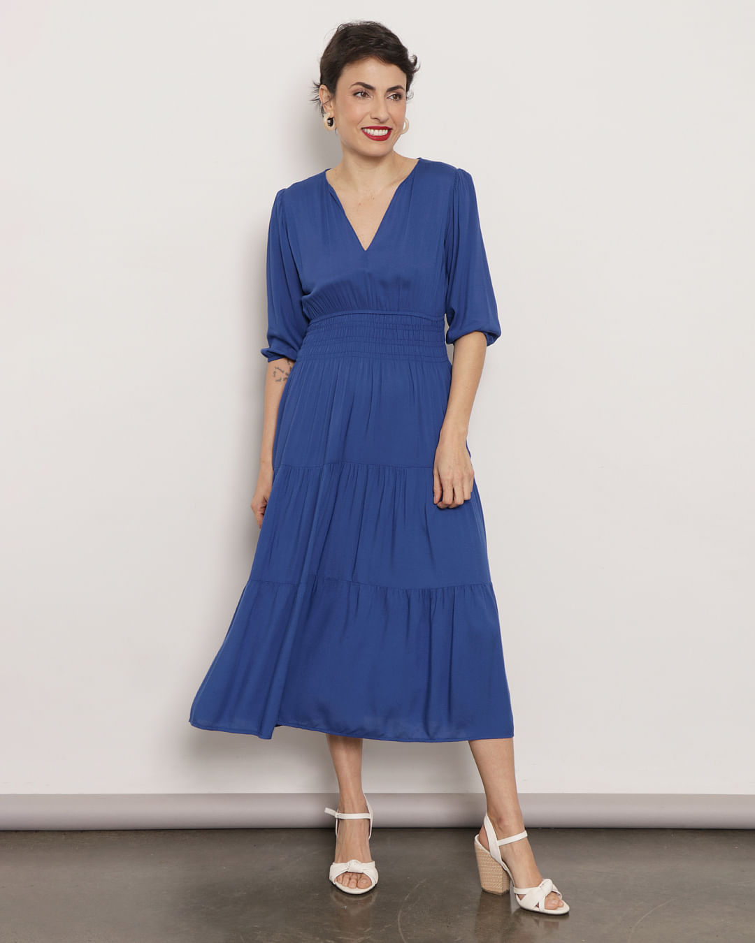 Vestido-430189-Manga-34-Estampado---Azul-Medio