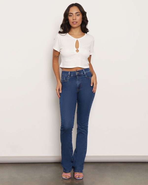 Calça Jeans Feminina Sawary Flare Azul 44