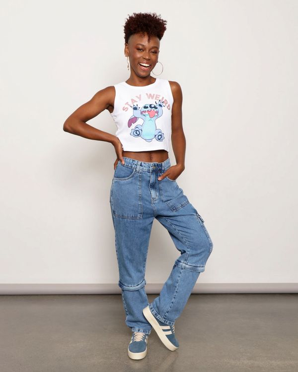 Calça Jeans Feminina Vizzy Destacável Azul 36