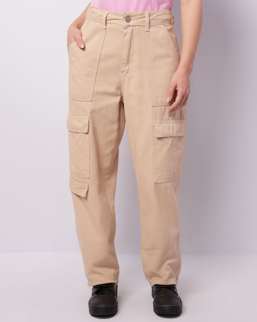 Calca-22602988-Srj-Reta-Bolso-Cargo-Fem---Marrom-Claro
