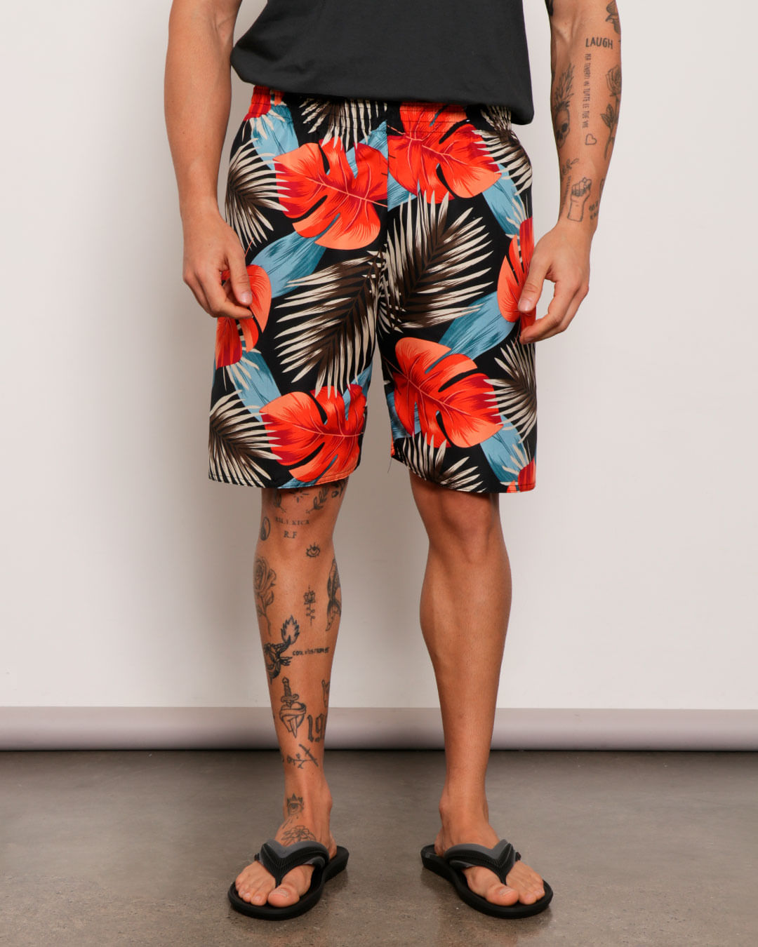 Berm-Tactell-Estampado-Cos-Elast-16337---Laranja-Floral