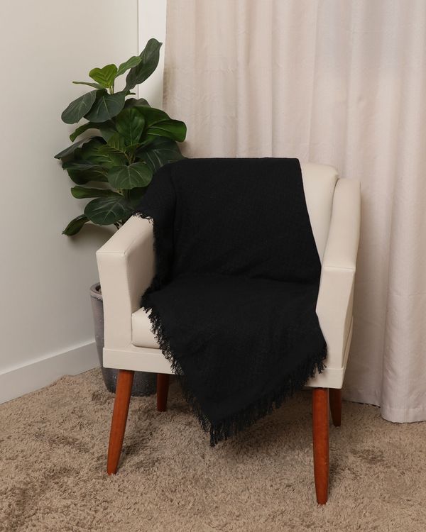 Manta Para Sofá 150cm x 120cm Rustica Preta UN