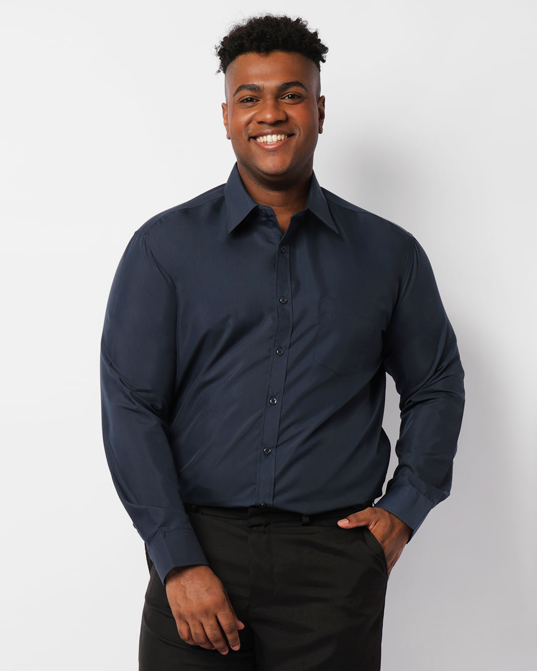 Camisa-Social-Masculina-Botoes-Bolso-Marinho