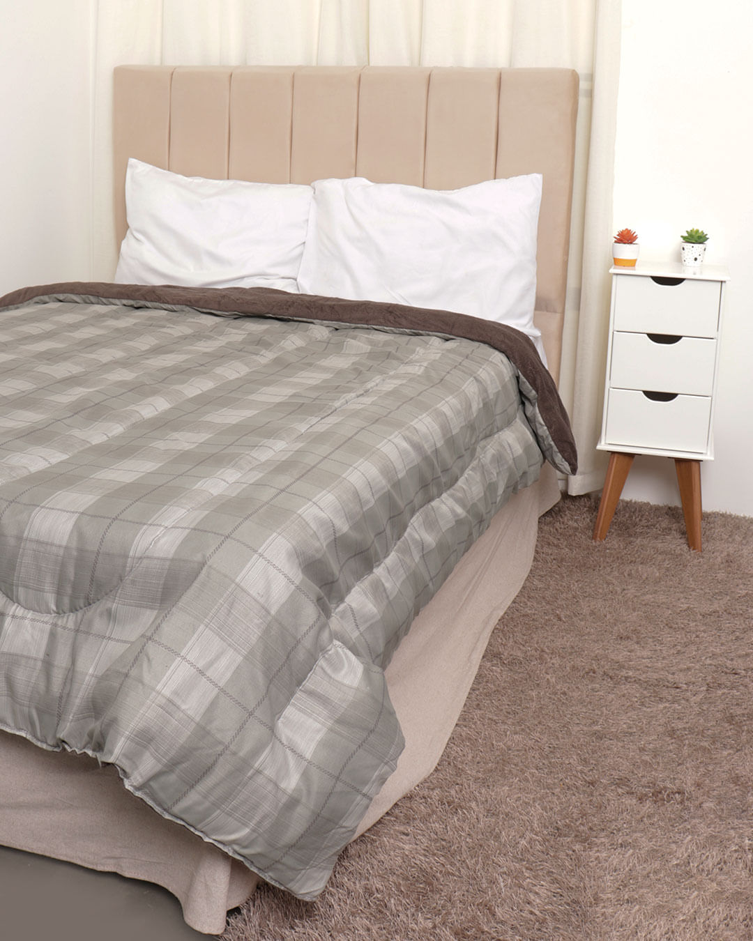 Coberdrom-Casal-Plush-Combo-Soft-Slim---Cinza-Xadrez