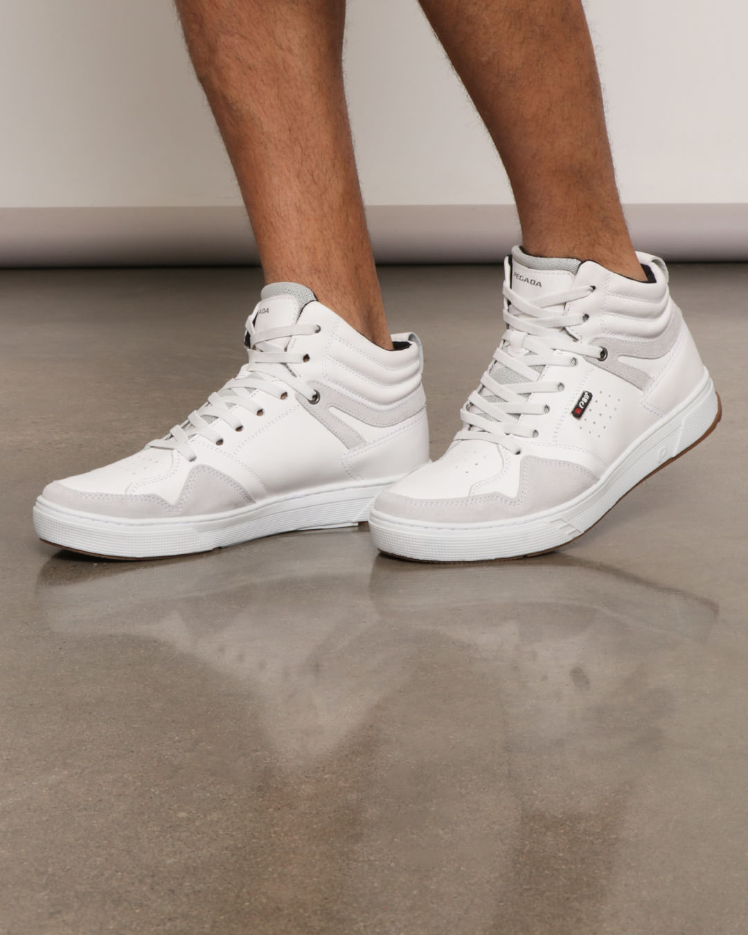 Tênis Casual Sapatos Cano Alto Masculino Branco Pegada Comprar