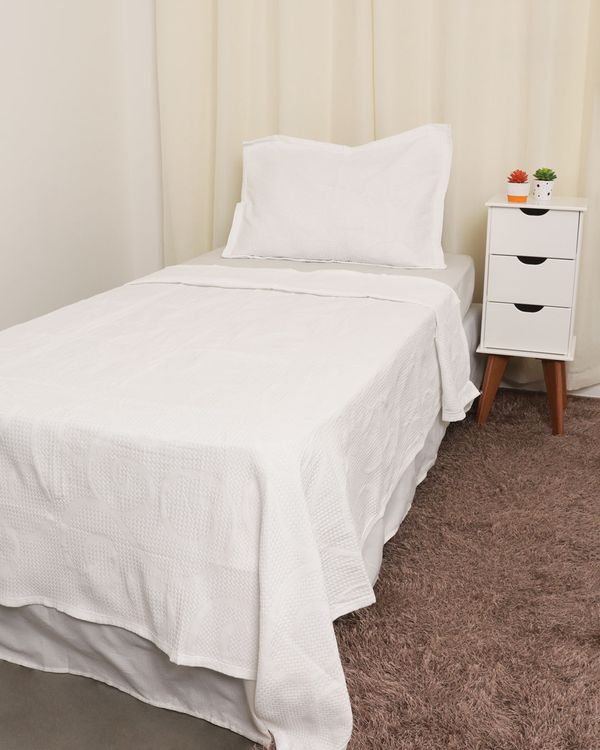 Kit Colcha Solteiro Colony Texturizado 2 Peças J Serrano Branco UN