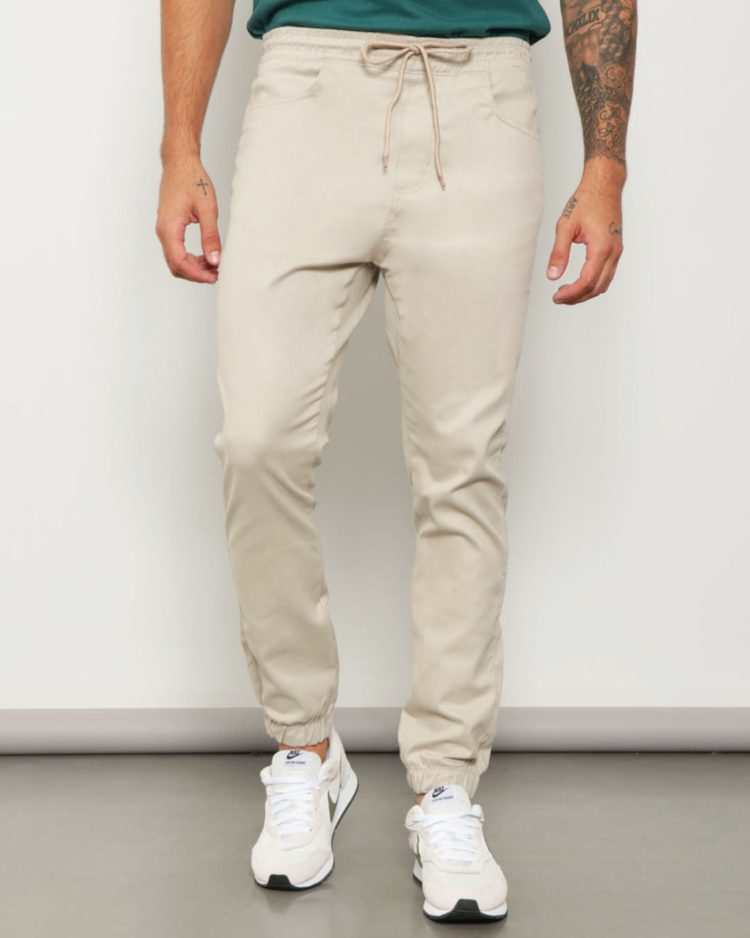 Calca-Masculina-Sarja-Jogger-Bege