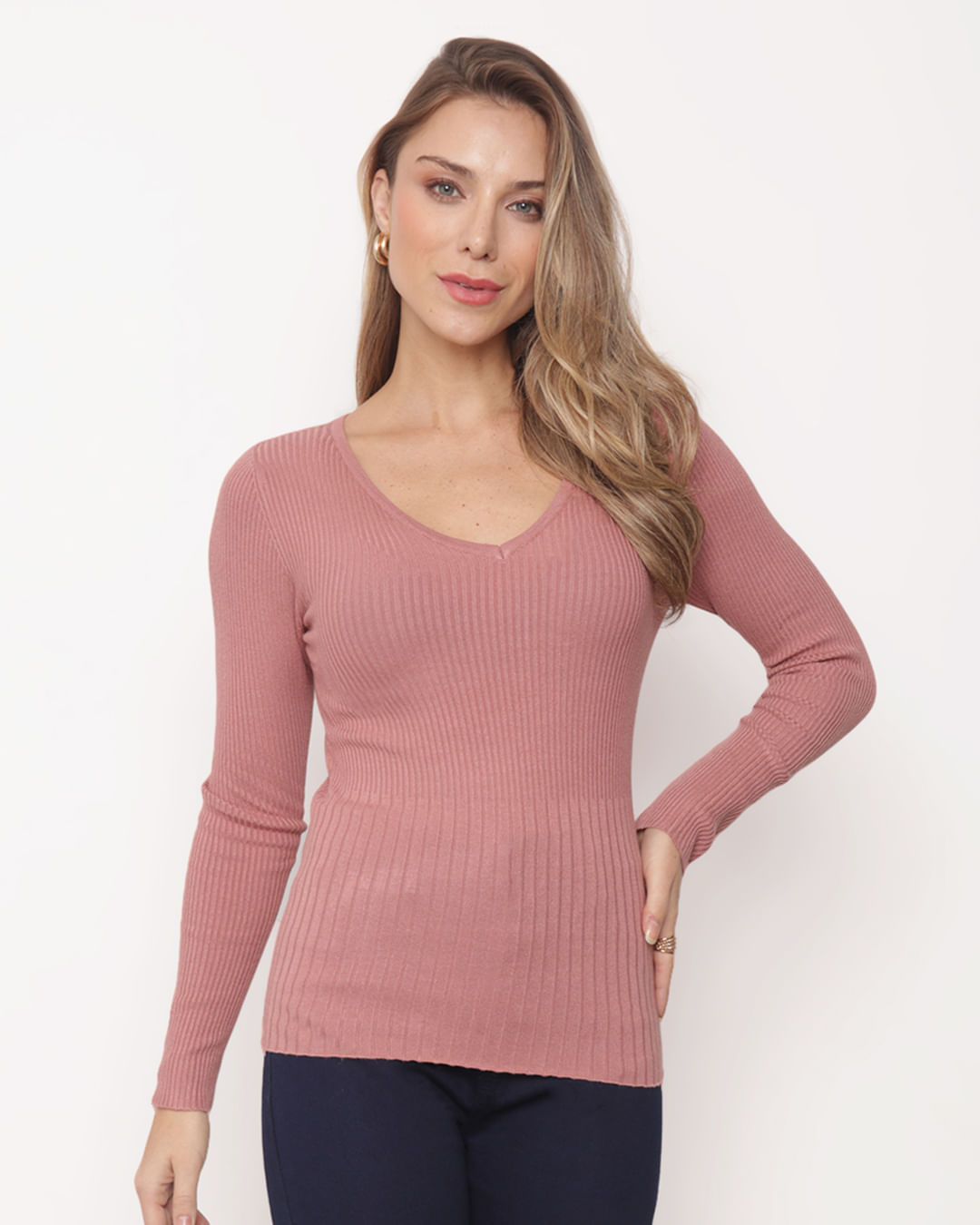 Tricot-Ash-7953-Gola-V---Rosa-Medio