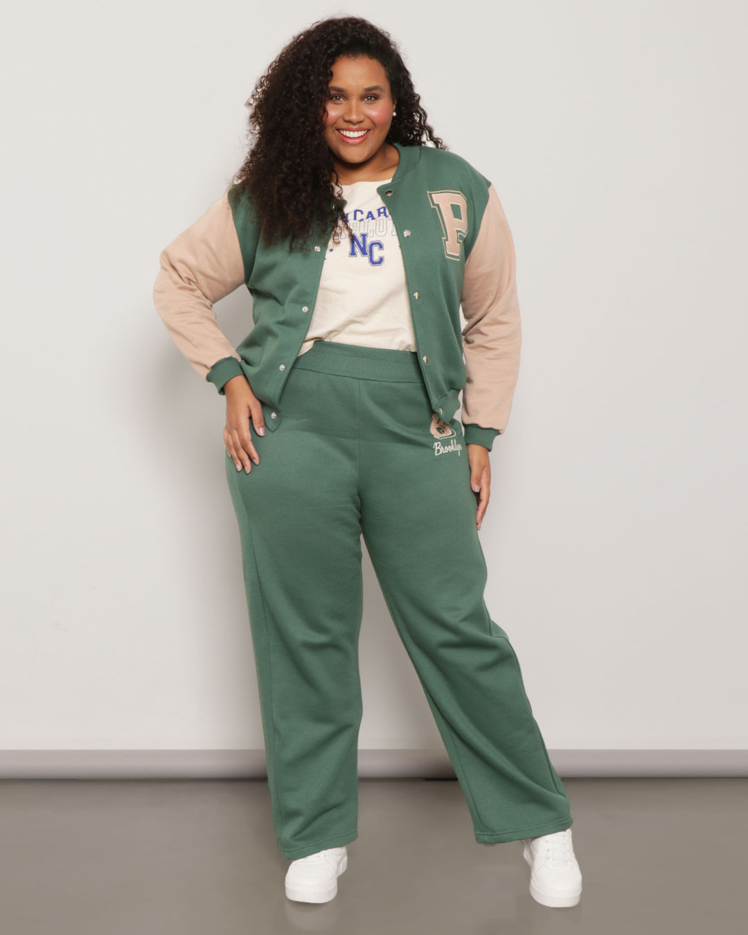 Plus Size Jaqueta Bomber Feminina Verde Casaco Moletom Agasalho De