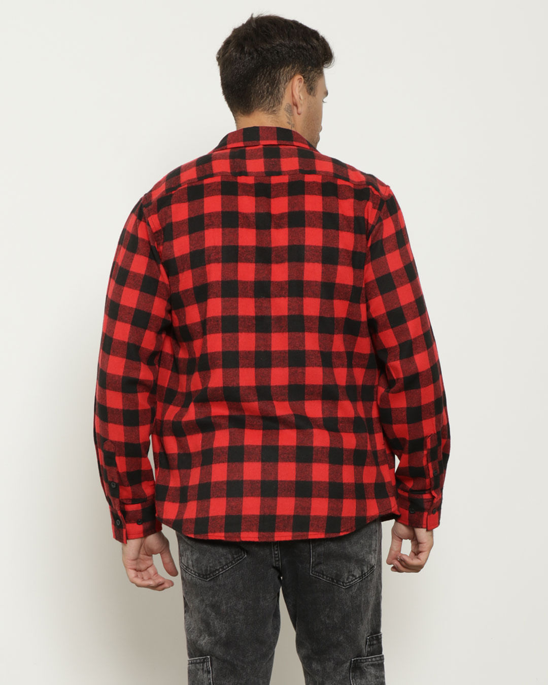 Camisa-Masculina-Xadrez-Flanelada-Vermelha