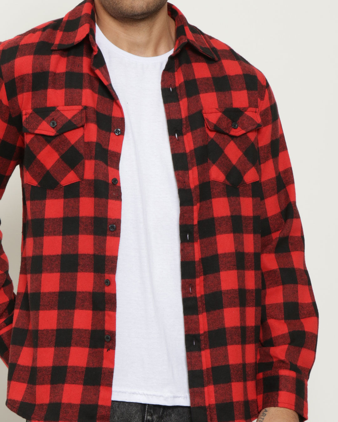 Camisa-Masculina-Xadrez-Flanelada-Vermelha