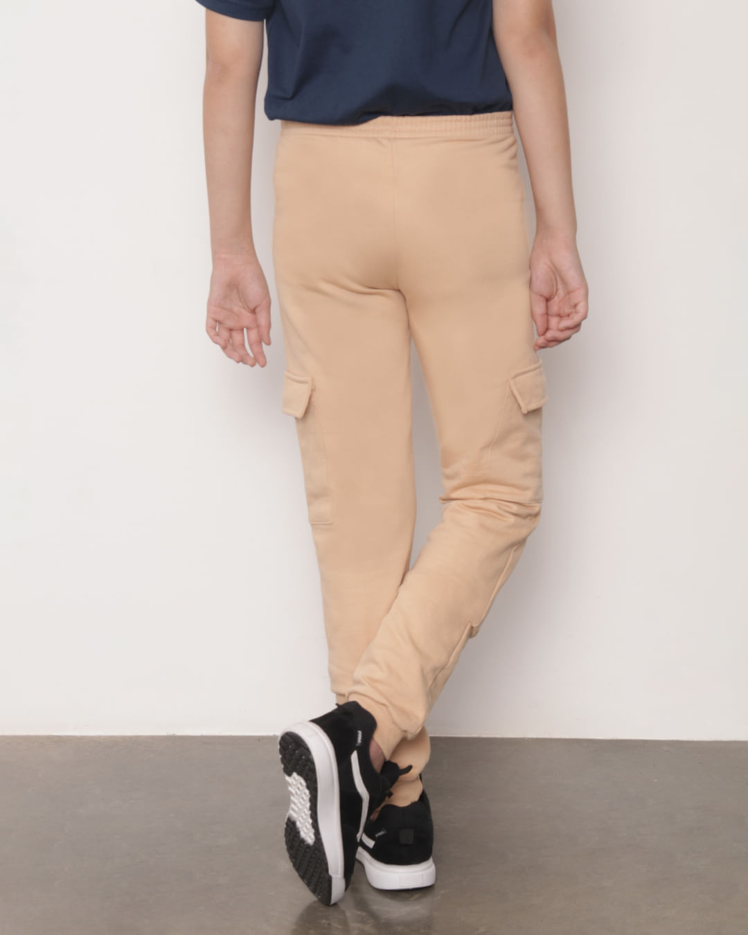 Calca-Moletom-Juvenil-Jogger-Cargo-Bege
