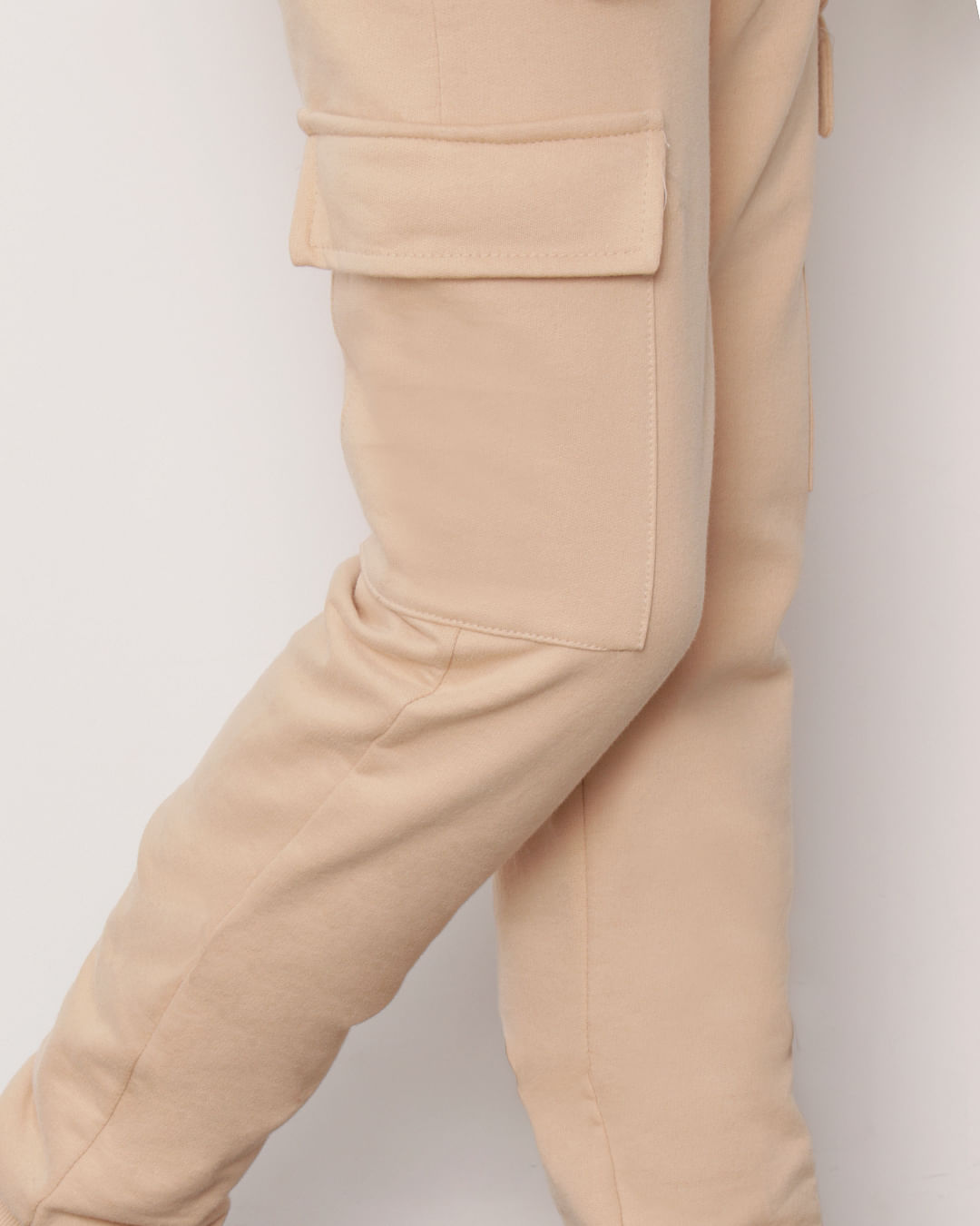 Calca-Moletom-Juvenil-Jogger-Cargo-Bege