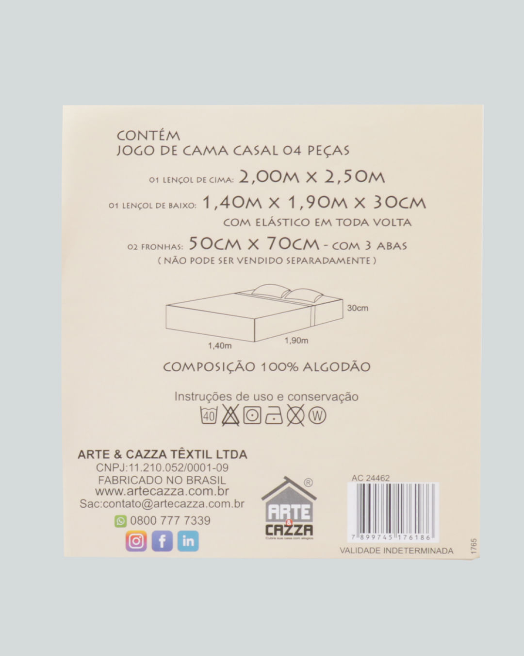 Jogo-de-Cama-King--4-Pecas-100--Algodao-Arte---Cazza-Branco-