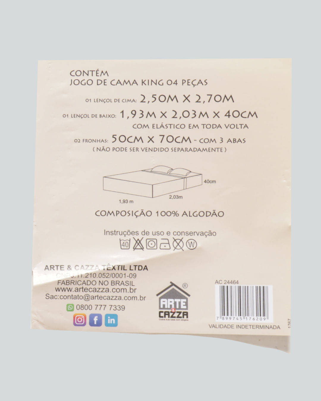 Jg-De-Cama-King-Algo-130-Fios-4pcs---Cinza-Claro