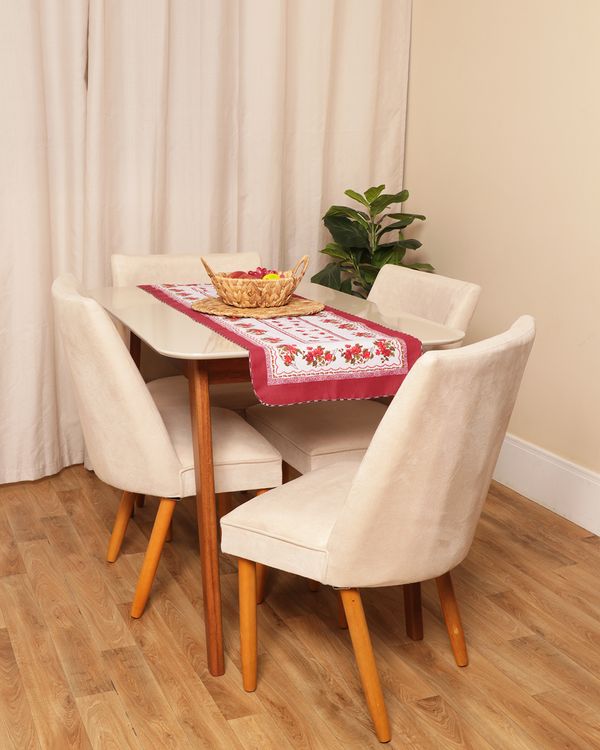 Trilho de Mesa Estampa Floral Vermelho UN
