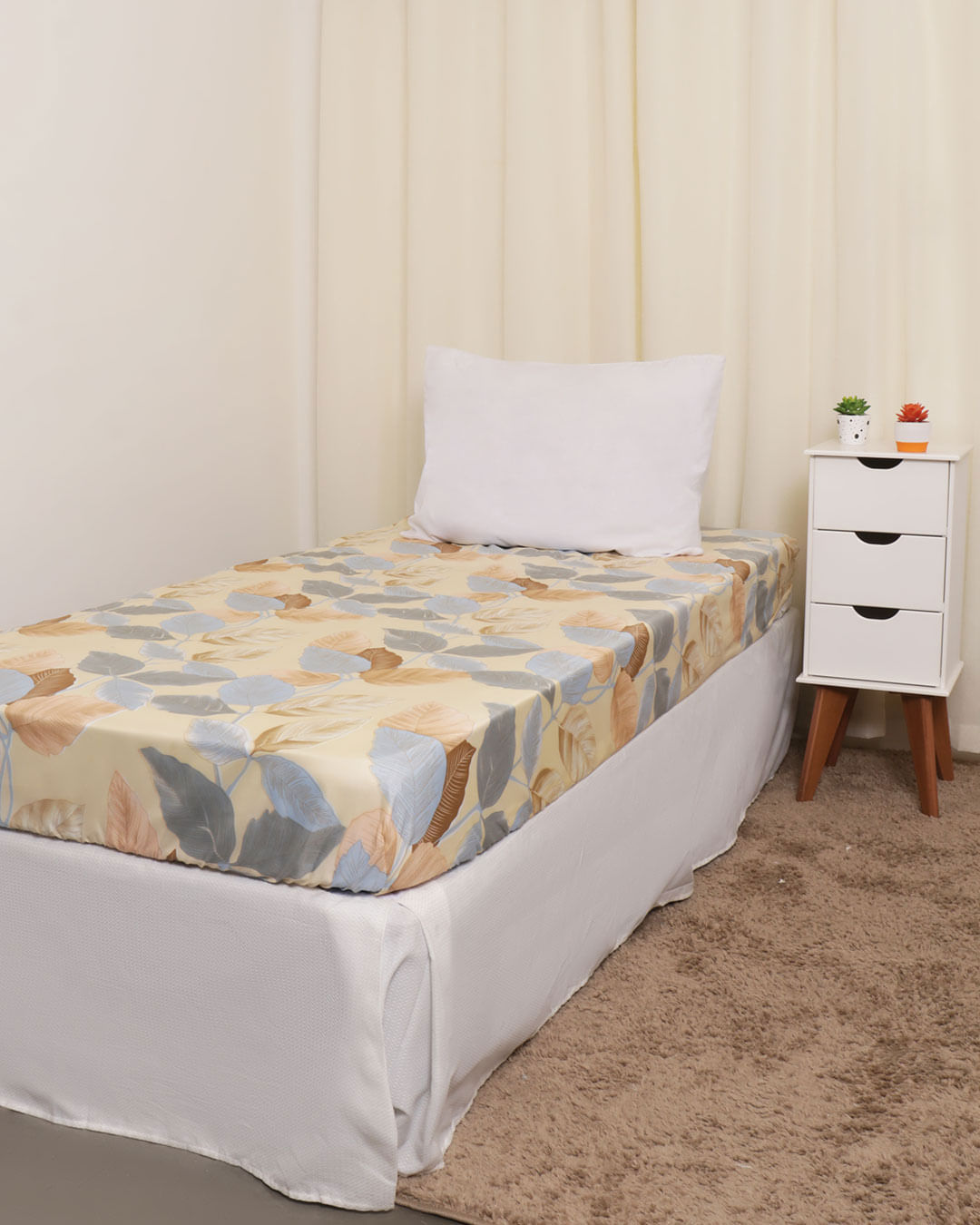 Lencol-Avulso-Solteiro-C-Elast-Romantic---Amarelo-Floral