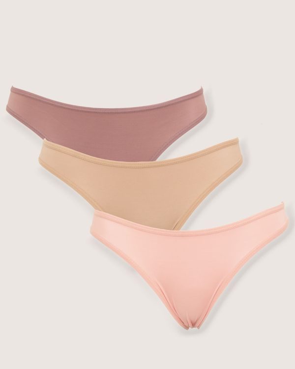 Kit 3 Calcinhas Tanga Esbelt Microfibra Rosa Nude Bege M