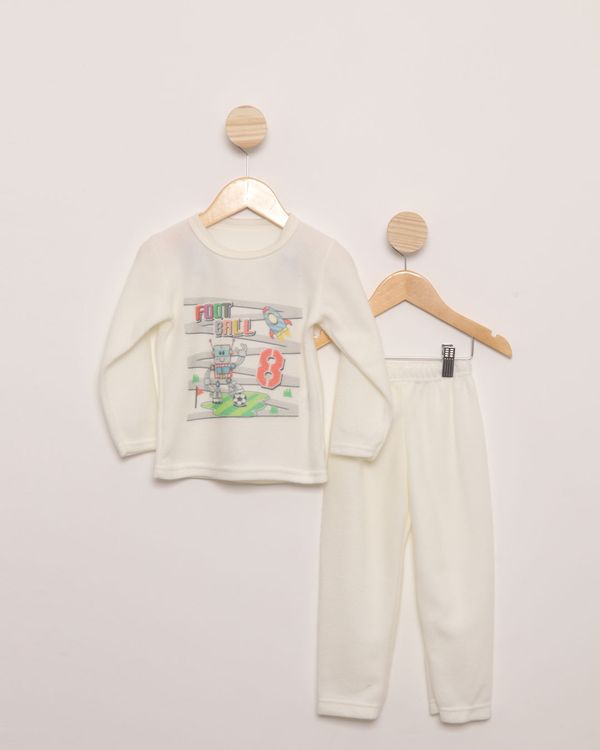 Pijama Bebê Soft Gola Careca Robô Off White 1