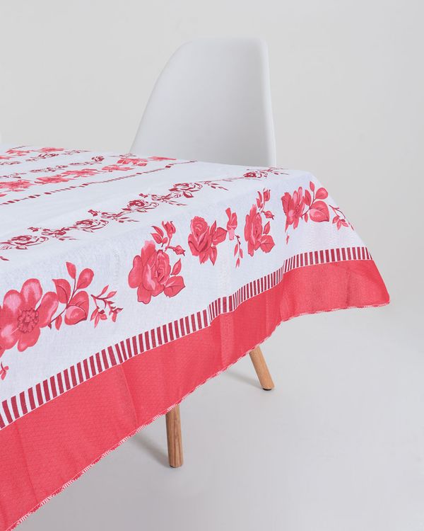 Toalha Mesa Quadrada Estampa Flores Raner Vermelha UN