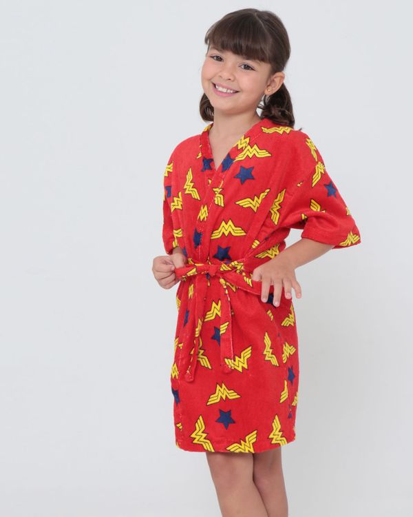 Roupão Infantil Mulher Maravilha Liga da Justiça Vermelho M