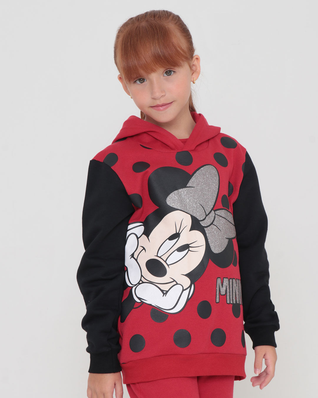 Blusão Moletom Infantil Minnie Disney Vermelho | Lojas Torra