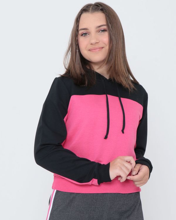 Blusa Moletom Juvenil Com Recorte Preta 14