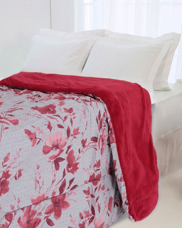 Coberdrom Queen Slim Plush Floral Hedrons Vermelho UN
