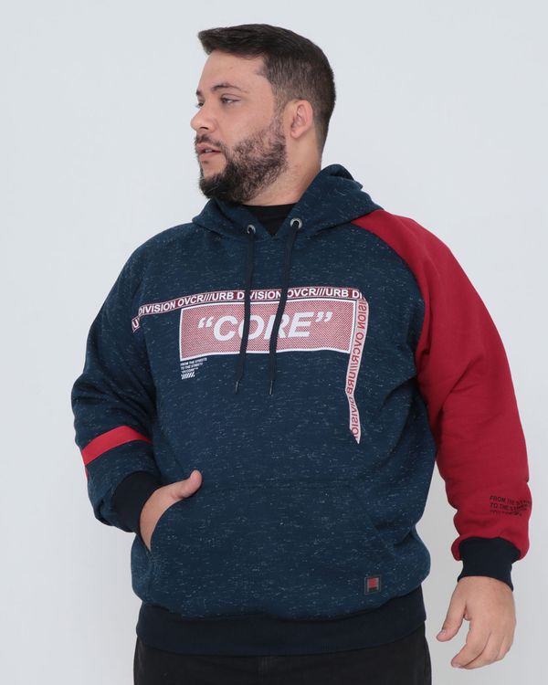 Blusão Moletom Masculino Plus Size Flamê Azul Marinho G1