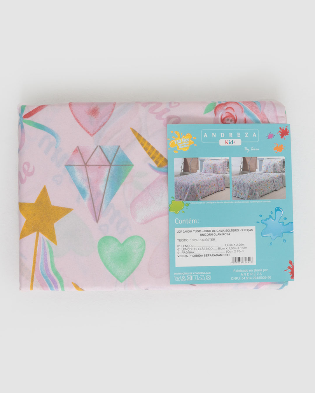 Jg-Cama-Solt-Unicorn-Glam-R---3-Pcs---Rosa-Claro