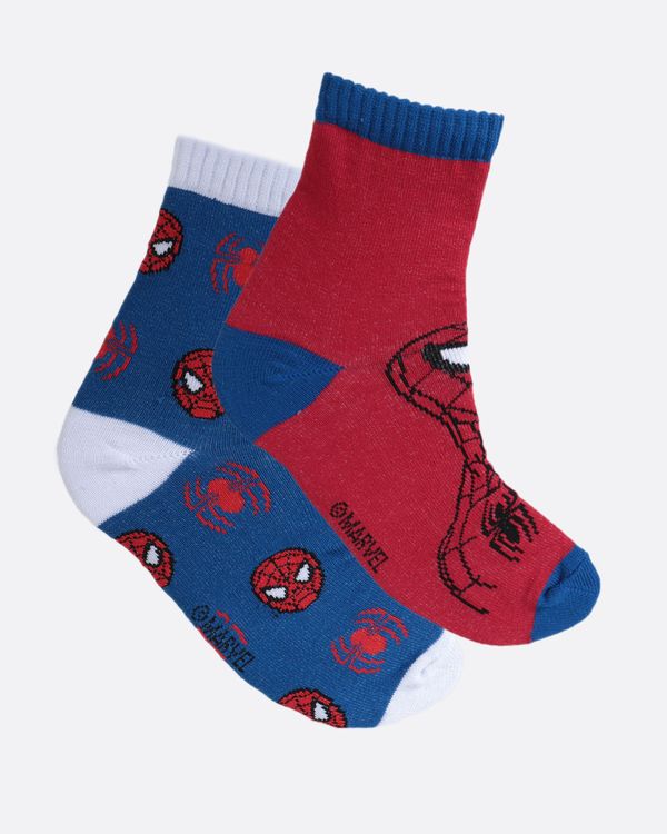 Kit 2 Pares de Meia Infantil Homem Aranha Marvel Azul Vermelha 30 A 33