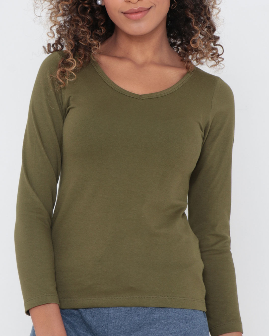 Blusa-3969-Gola-V-Ml-Militar---Verde-Escuro