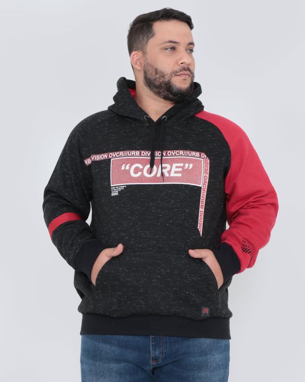 Blusão Moletom Masculino Plus Size Flamê Preto G1