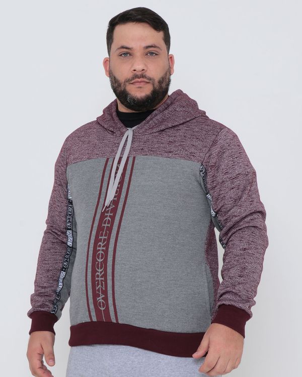 Blusão Moletom Masculino Plus Size Recorte Vinho G2