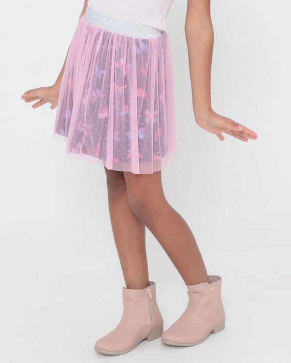 Saia Infantil Lurex Tule Rosa Claro 10