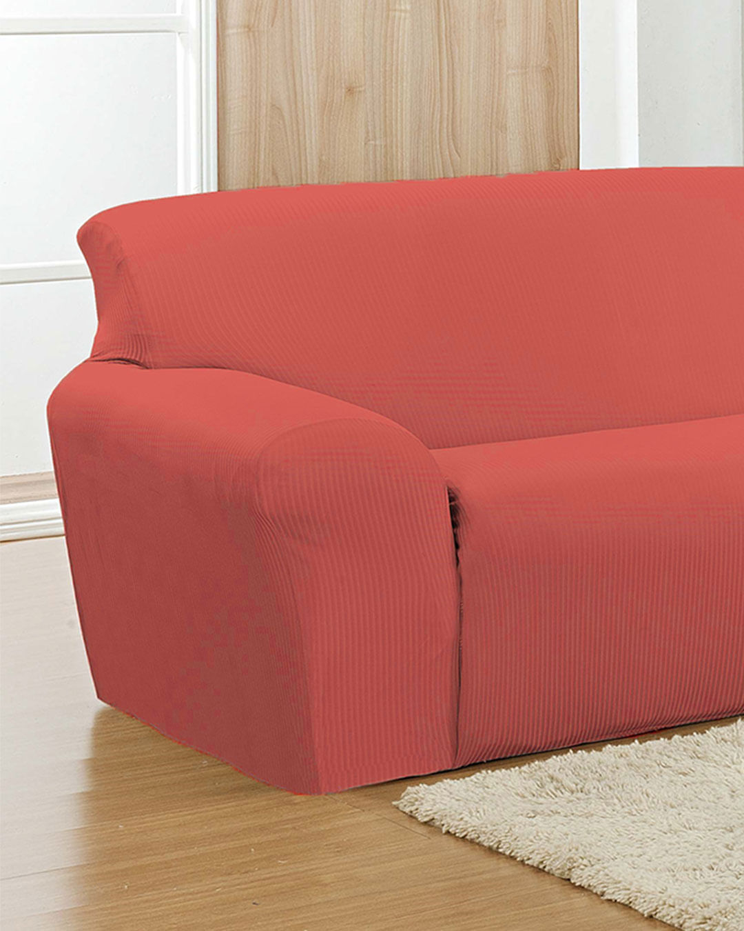 Capa-Para-Sofa-Canelada-2-Lugares-Sortid---Vermelho-Medio