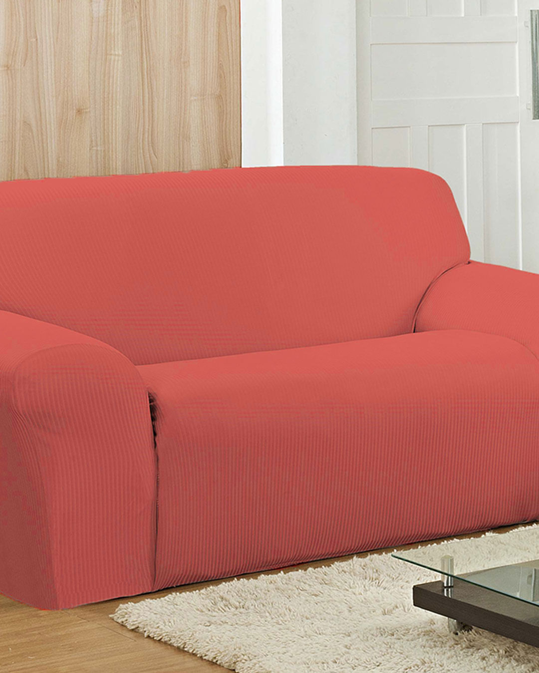 Capa-Para-Sofa-Canelada-2-Lugares-Sortid---Vermelho-Medio