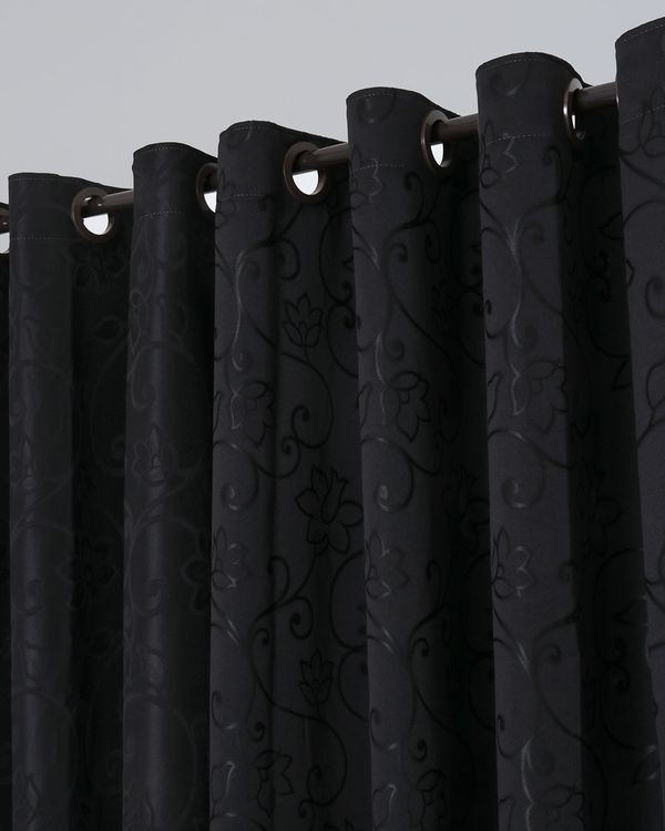 Cortina Isabel Floral 180cm x 200cm Branyl Preta UN
