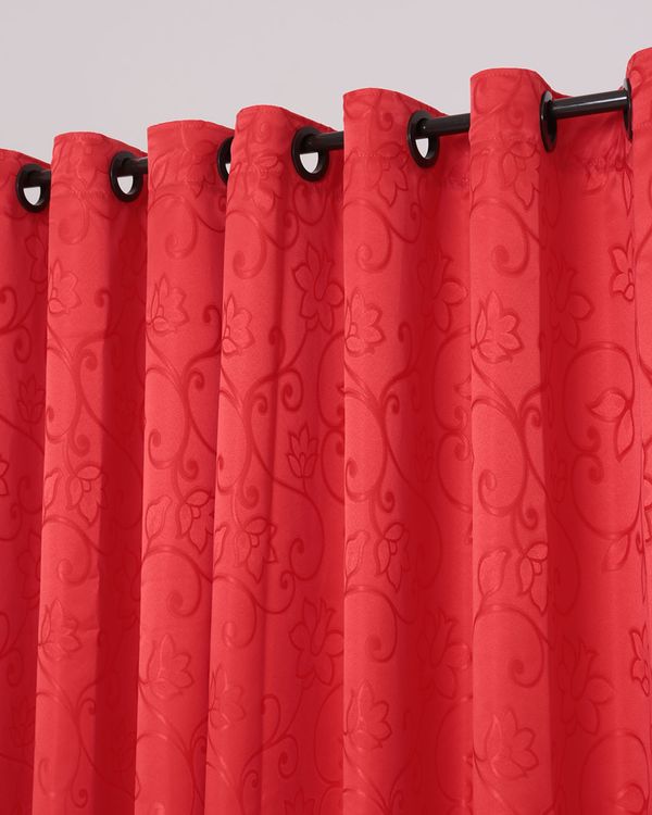 Cortina Isabel Floral Varão 180cm x 200cm Branyl Vermelha UN