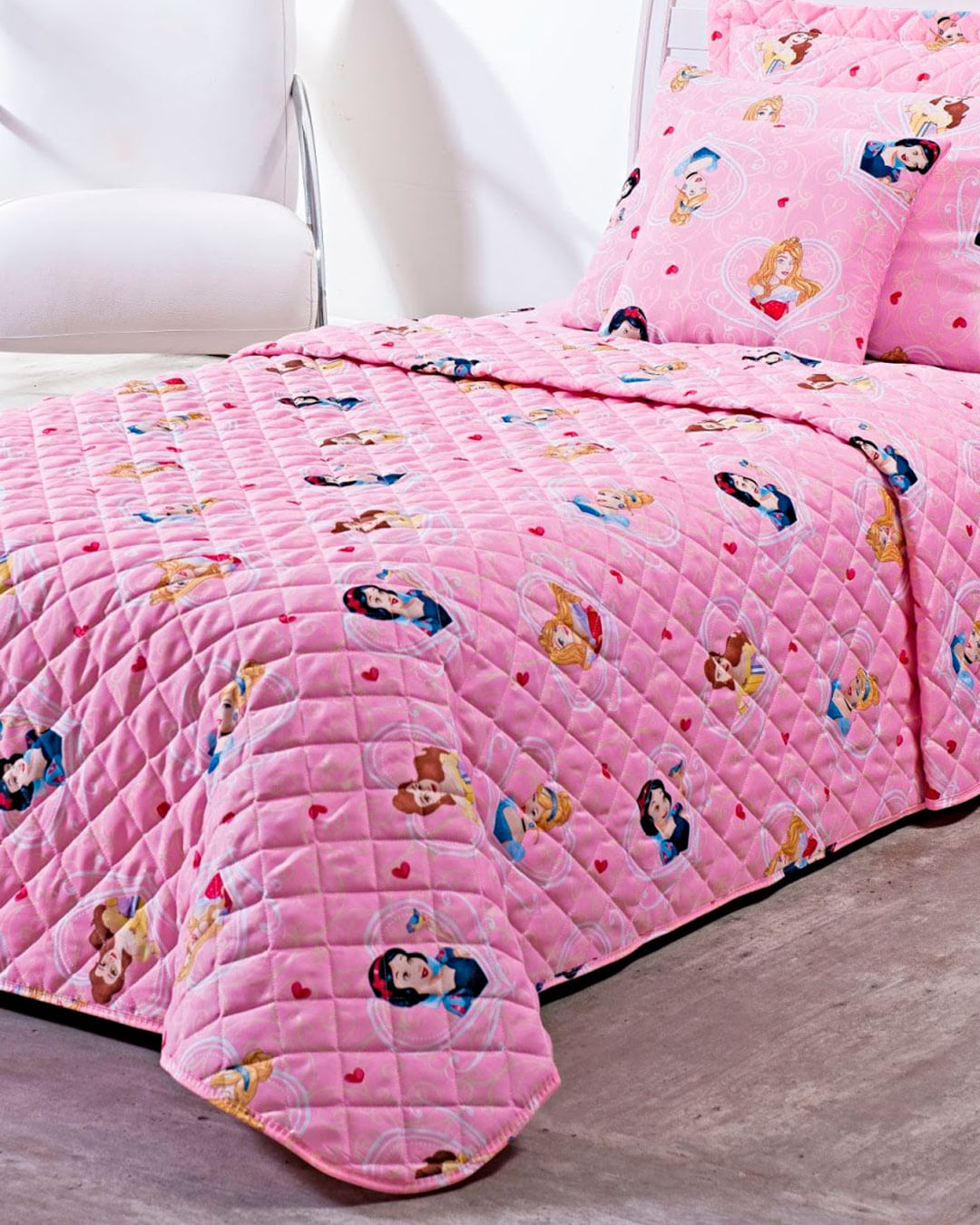 Colcha-Soft-Solt-Princesas-Cor---Rosa-Claro