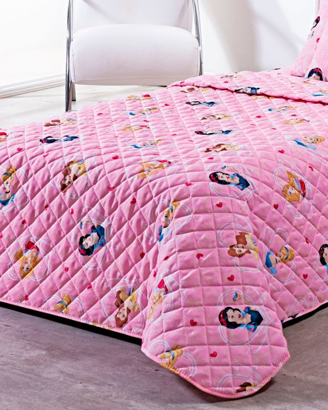 Colcha-Soft-Solt-Princesas-Cor---Rosa-Claro