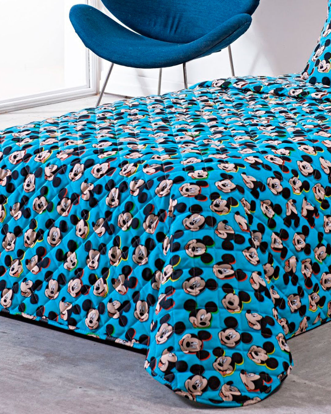Colcha-Soft-Solt-Mickey-Colors---Azul-Claro
